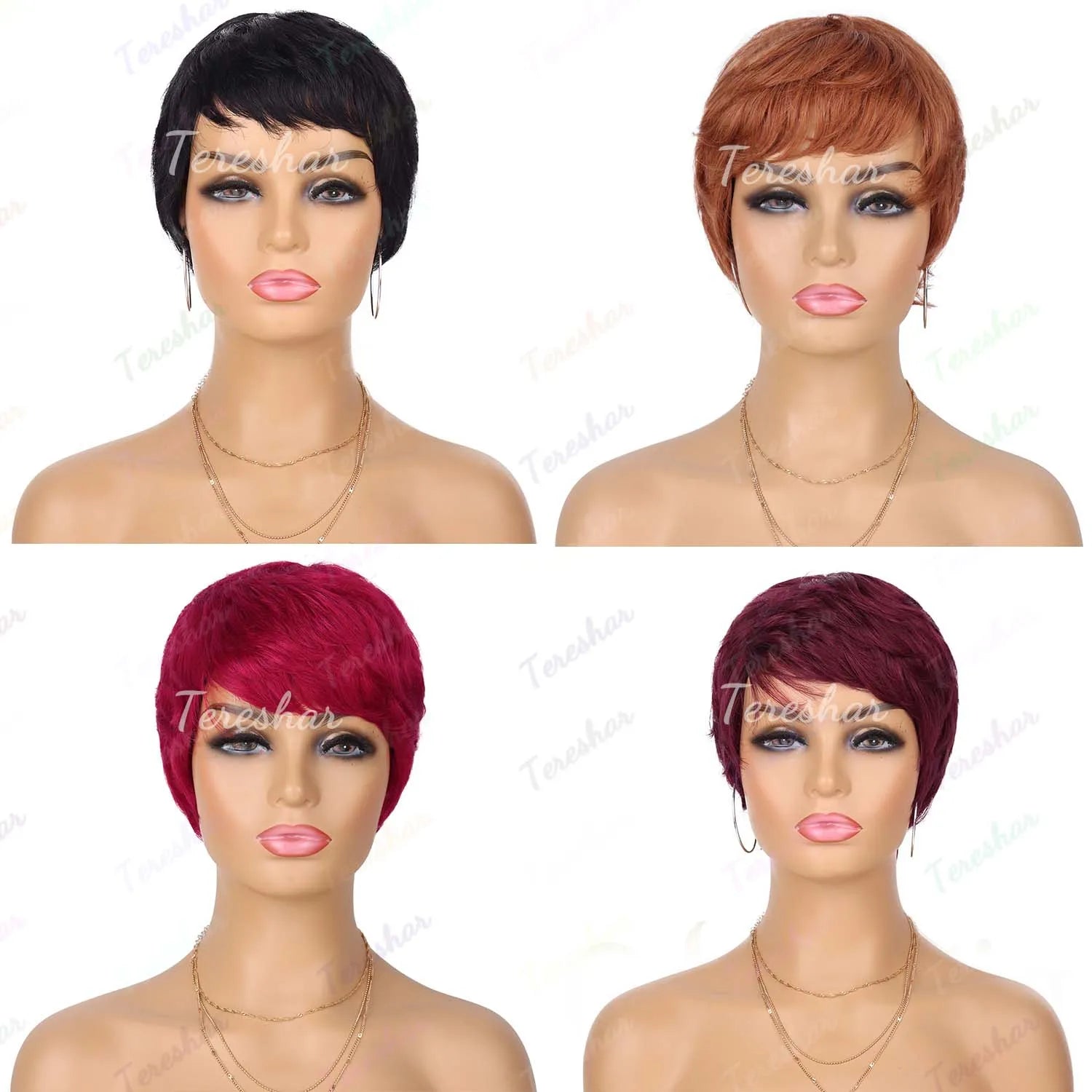 Short Pixie Cut Synthetic Wig with Bangs for Women - 8