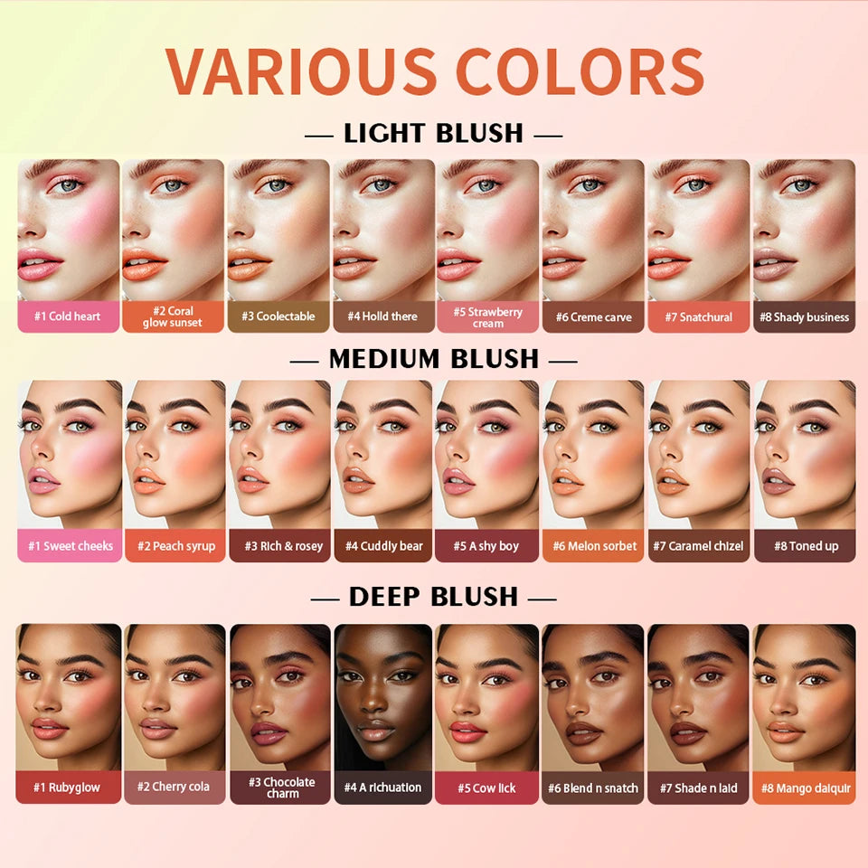8-Color Cream Blush and Contouring Makeup Palette for Flawless Skin - 8