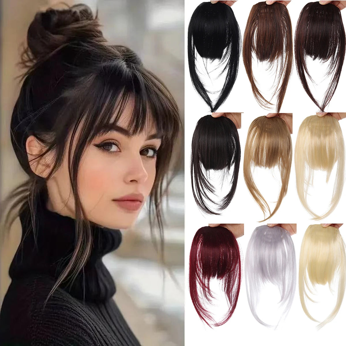Clip-In Wispy Fringe Bangs with Sideburns for Natural Hair Transformation