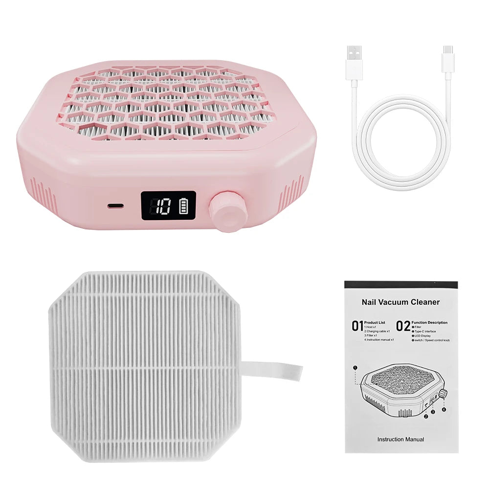 Rechargeable Cordless Nail Dust Collector for Clean Manicure Workstations - 19