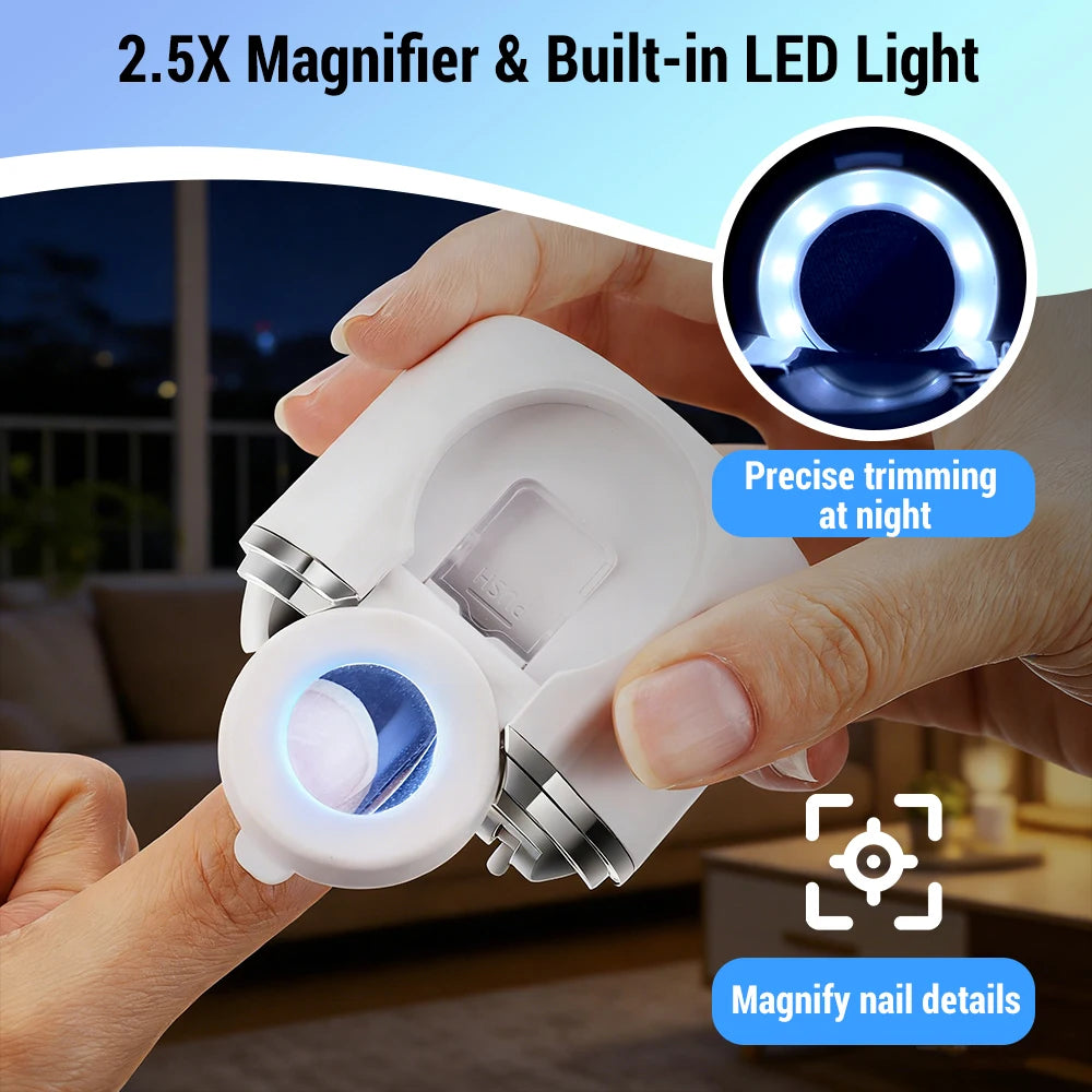 Automatic Electric Nail Clipper with LED Magnifier for Seniors and Adults