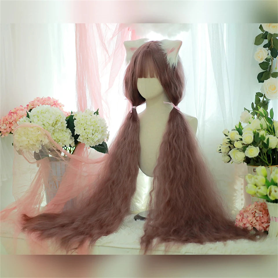 110cm Extra Long Wavy Cosplay Lolita Wig with Bangs - 5