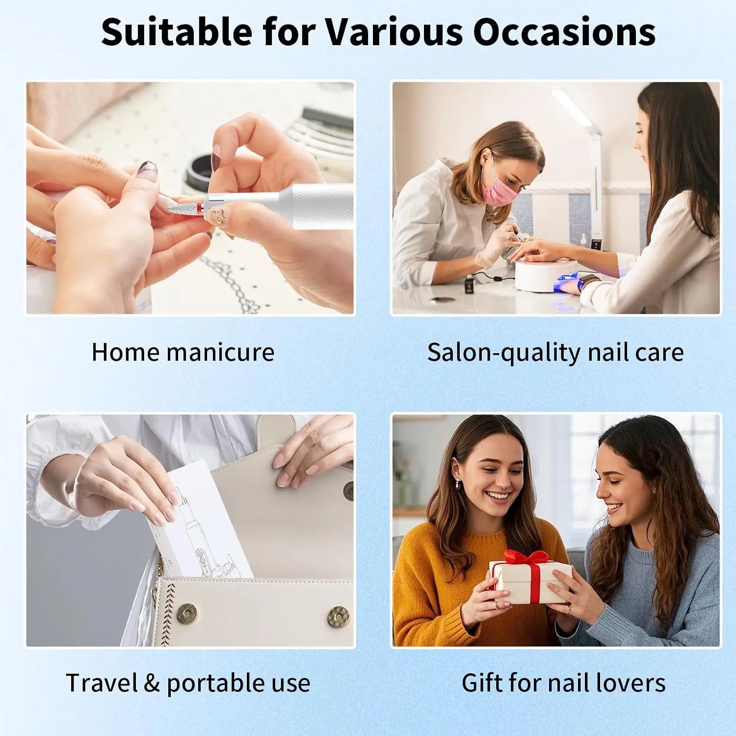 Cordless Electric Nail Drill Set for Salon-Quality Manicures and Pedicures - 6