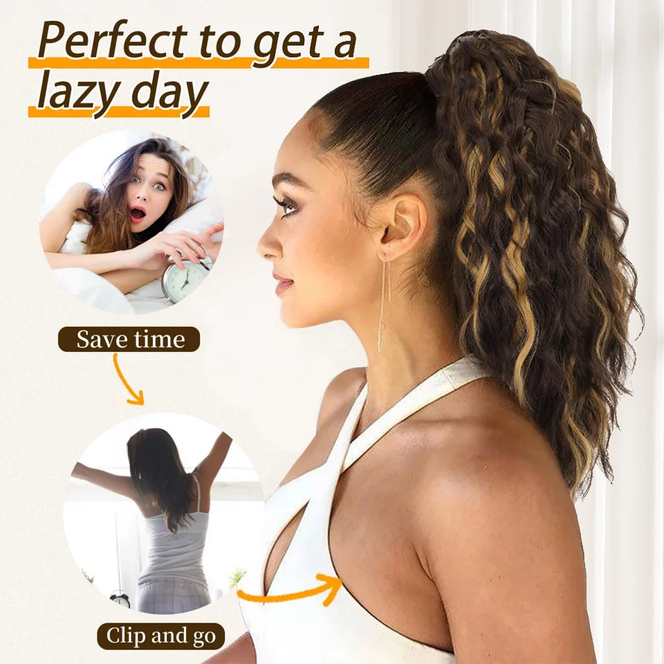 14-Inch Wavy Synthetic Claw Clip Ponytail Extension - 5