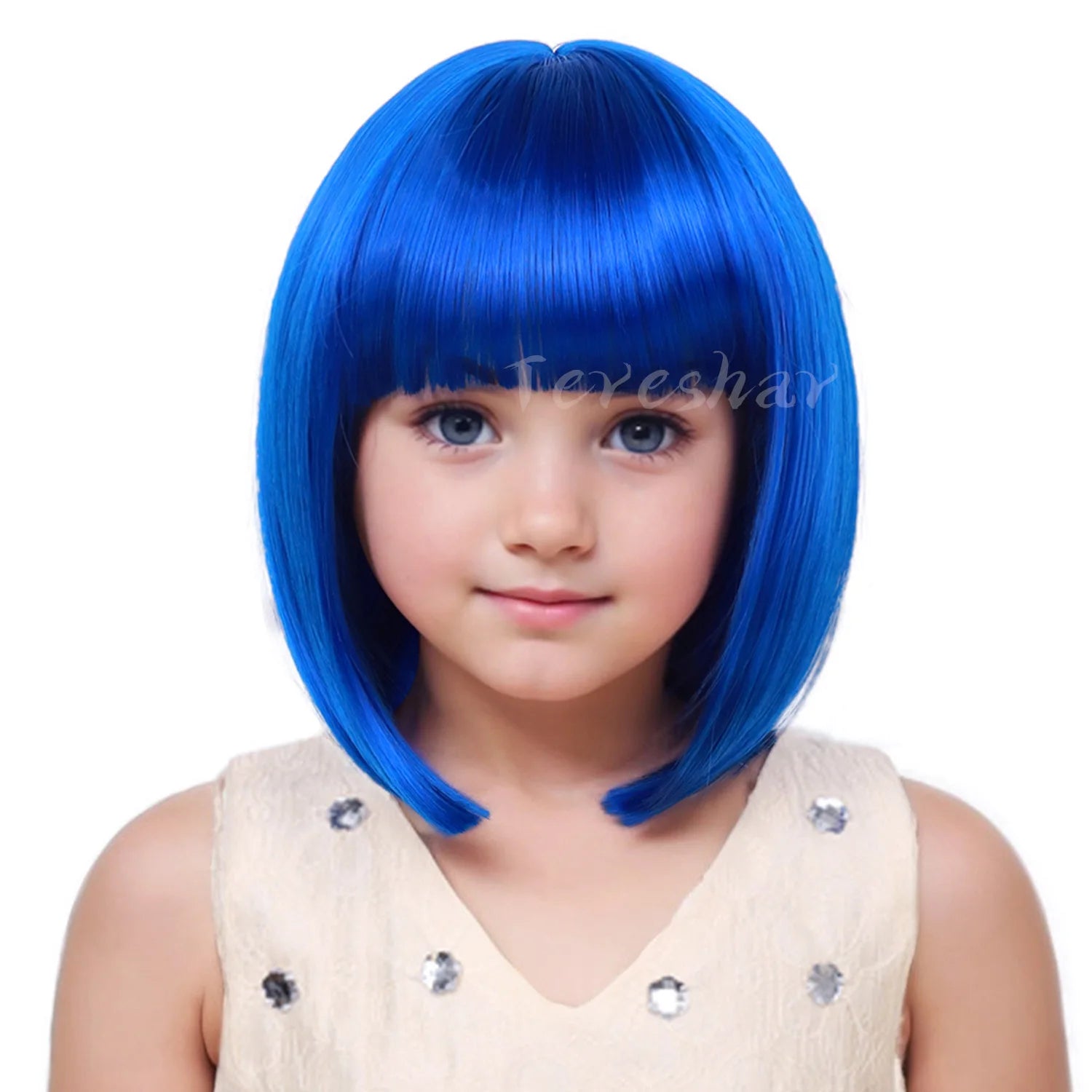 Short Straight Bob Wig with Bangs for Girls Kids Cosplay and Parties - 8