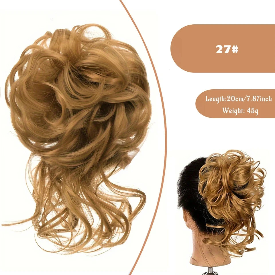 Messy Curly Hair Bun Scrunchie for Easy Updos - 43