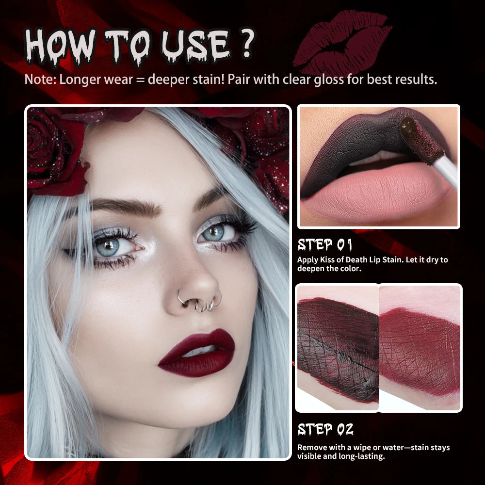 Bloody Lip Stain Set for Gothic Halloween Makeup and Costume Parties - 15