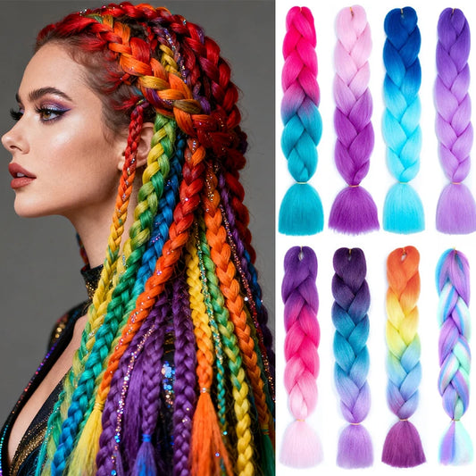 24-Inch Long Colorful Ombre Braiding Hair Extensions