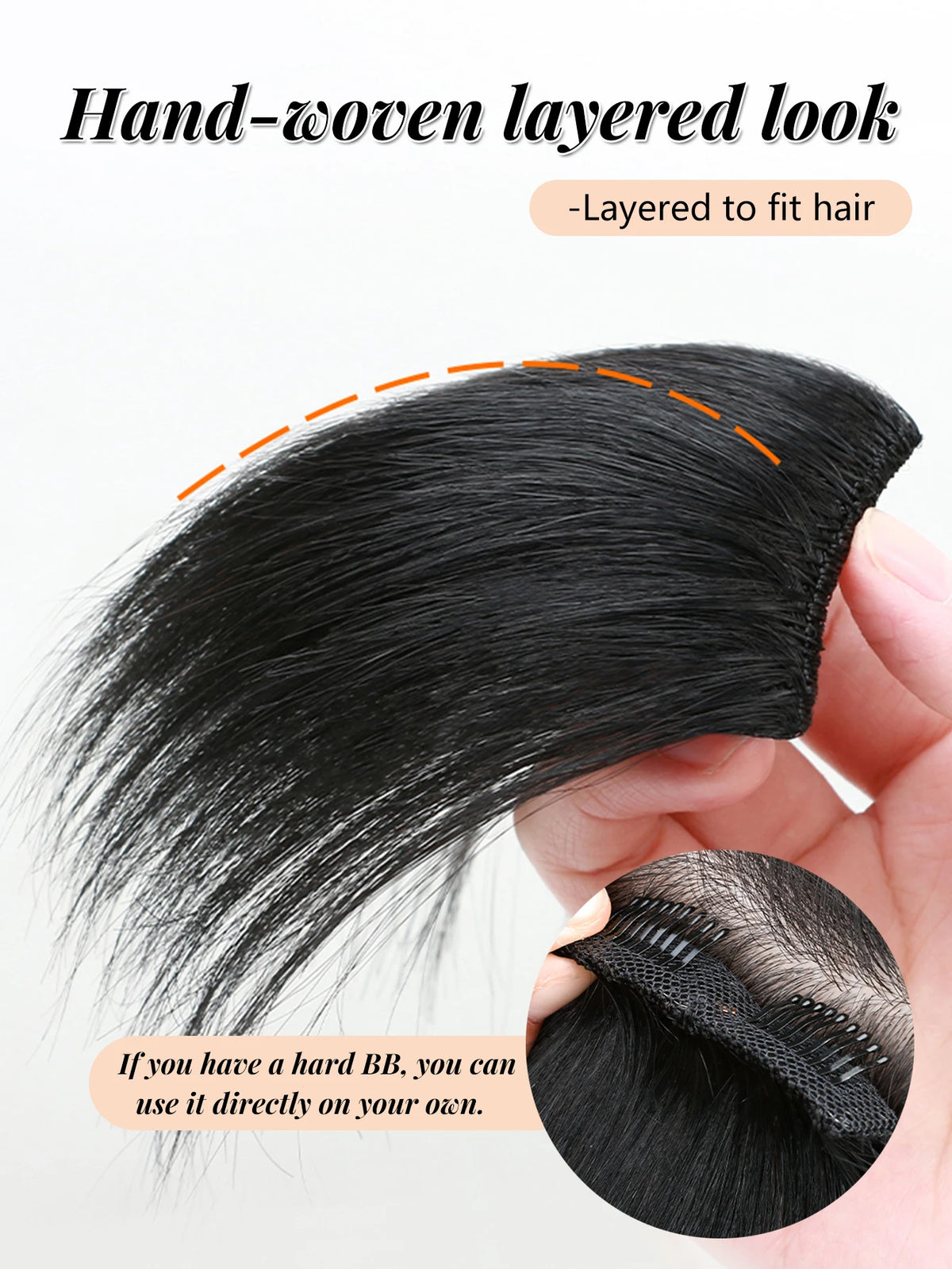 Clip-In Hair Bangs for Men High Forehead Coverage