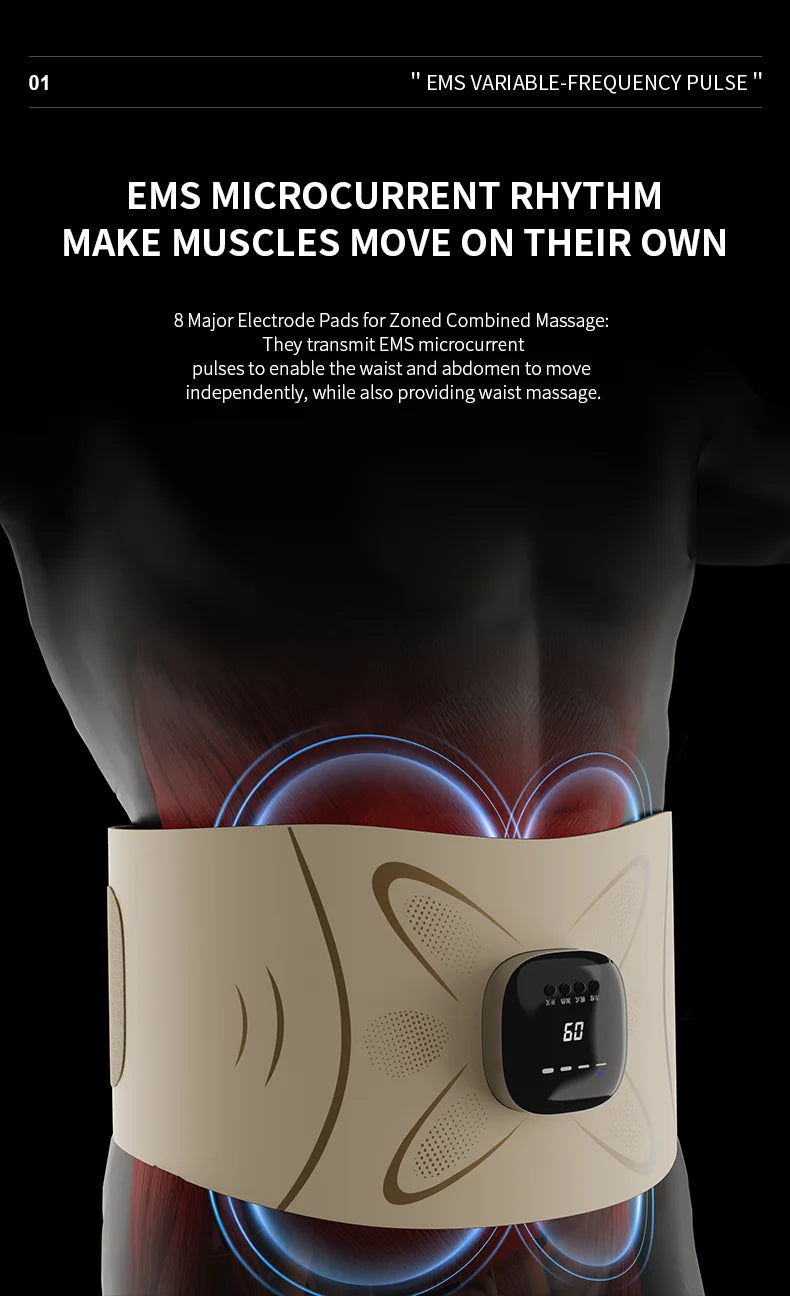 Abdominal Toning and Waist Pulse Massage Belt for Muscle Recovery