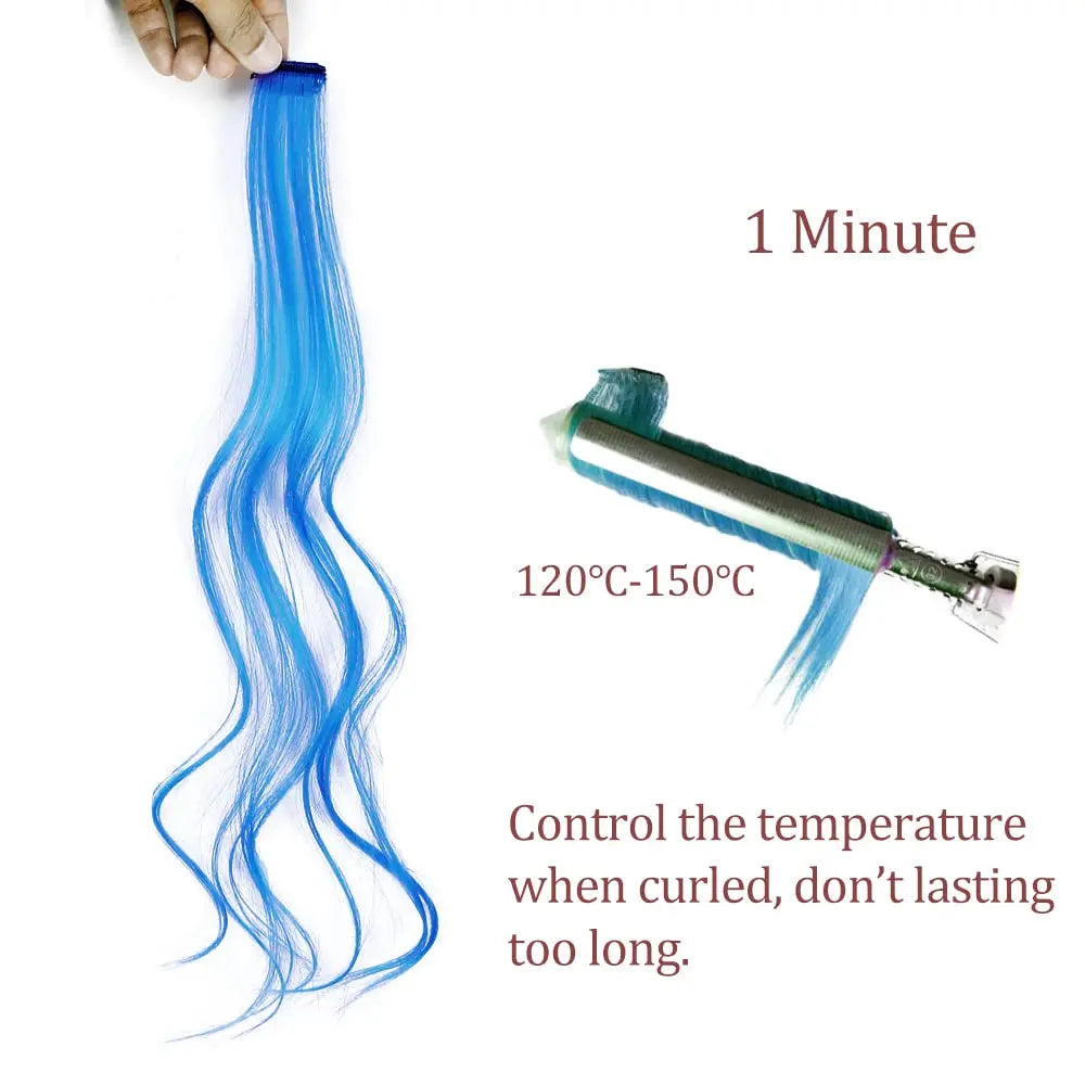 10pc Clip-In Colored Synthetic Hair Extensions for Instant Highlights