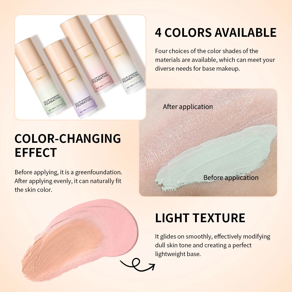 Color Changing Liquid Foundation for Natural Even Skin Tone