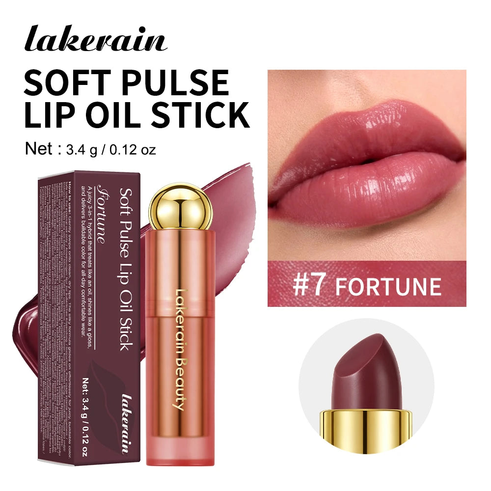 3-in-1 Tinted Moisturizing Lip Oil Stick for Glossy Plump Lips - 23