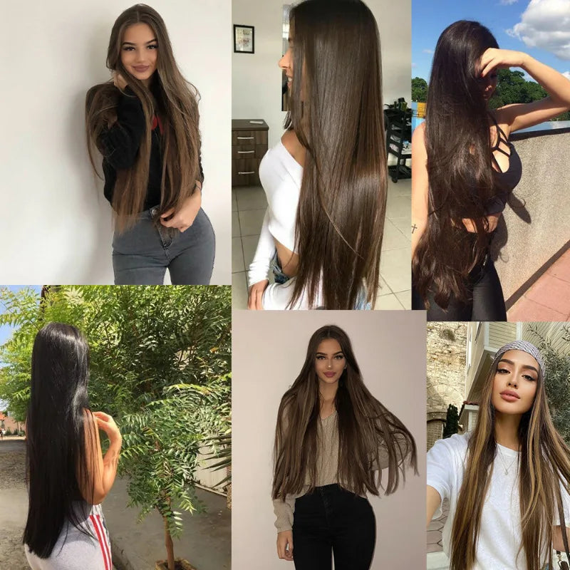 Seamless Straight Clip-In Hair Extensions for Instant Length
