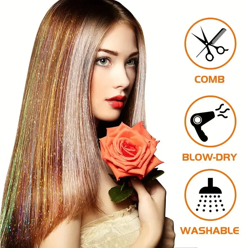 Sparkle Rainbow Hair Tinsel Extensions for Parties