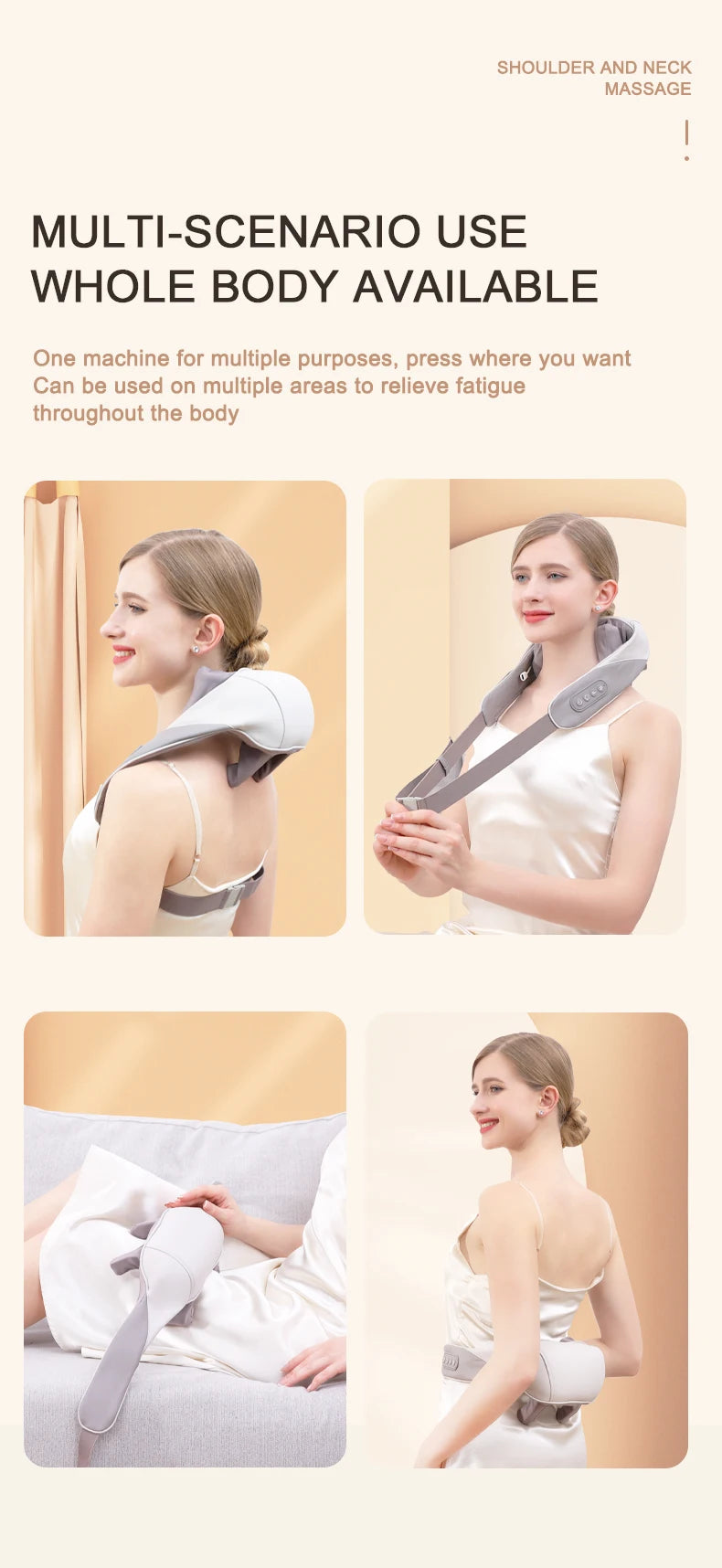 Wireless 6D Neck and Shoulder Massage Pillow with Deep Tissue Heat Therapy