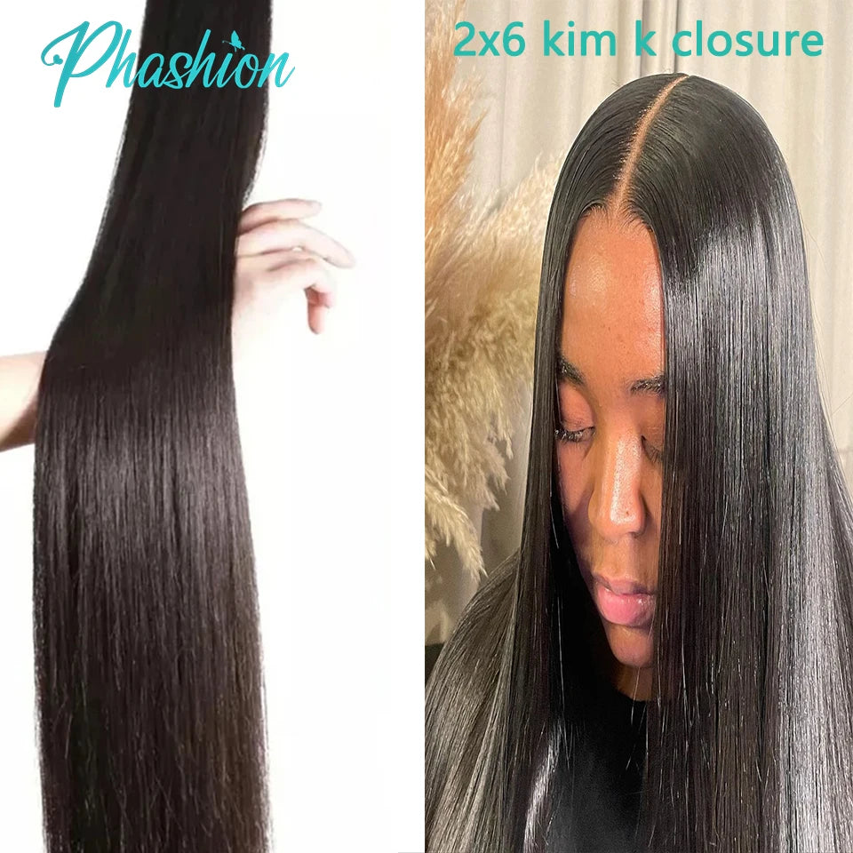 Straight Brazilian Human Hair Bundles with Transparent Lace Closure - 1