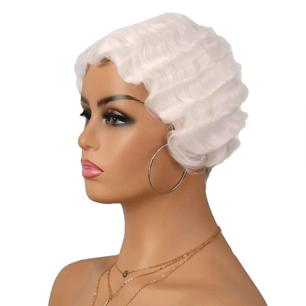 Short Curly Finger Wave Wig for Women 1920s Cosplay and Daily Use
