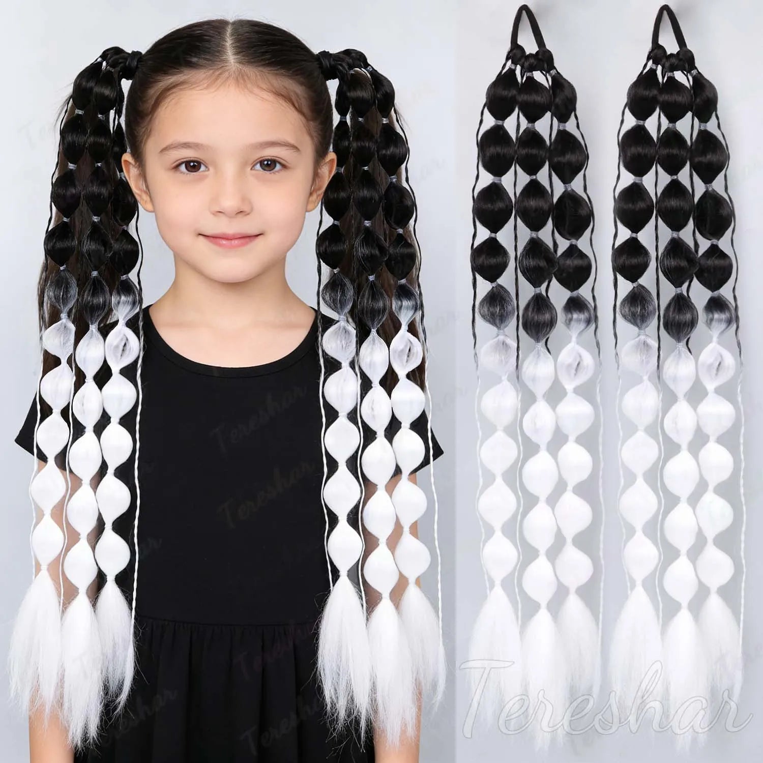 2-Piece Colored Bubble Ponytail Extensions for Festivals and Parties - 12