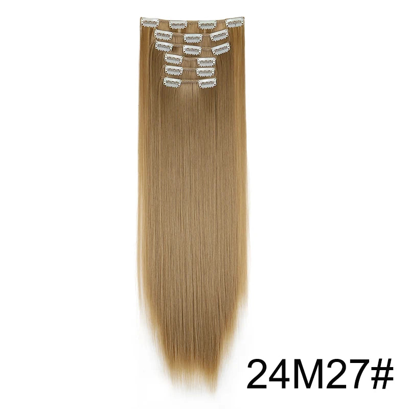 24-Inch Long Straight Clip-In Hair Extensions for Daily Wear - 16