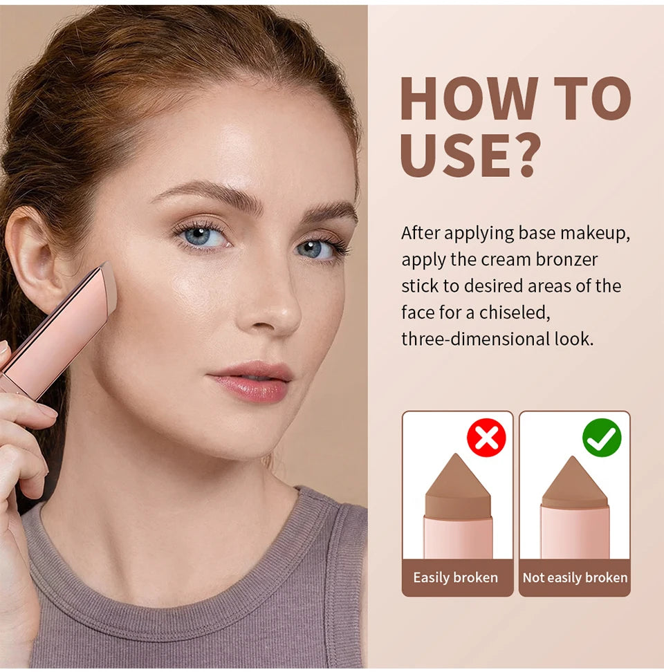 Cream Bronzing and Contouring Stick for a Natural Sculpted Glow