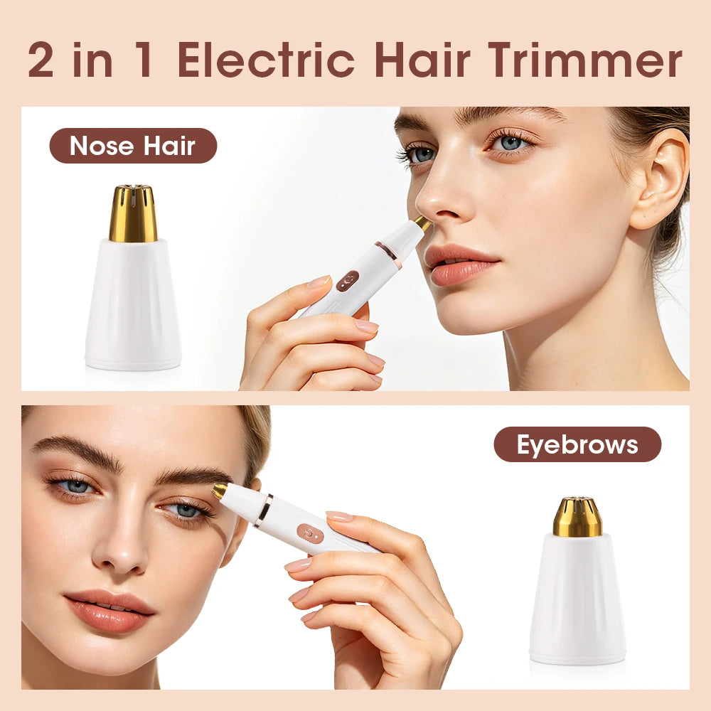 2-in-1 Electric Eyebrow and Nose Hair Trimmer for Painless Grooming - 2