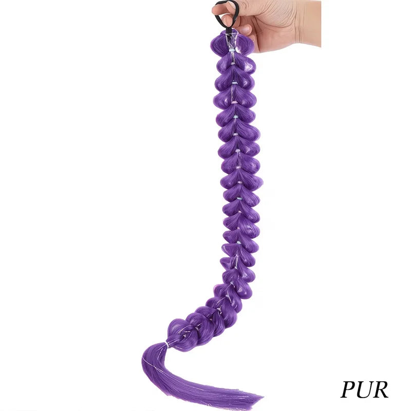 32" Synthetic Purple Braided Ponytail Extension for Costume Parties - 7