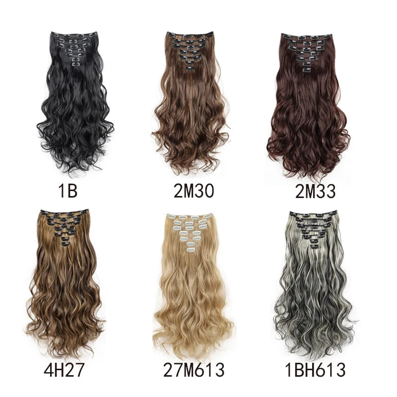 18-Inch Wavy Clip-In Synthetic Hair Extension Set