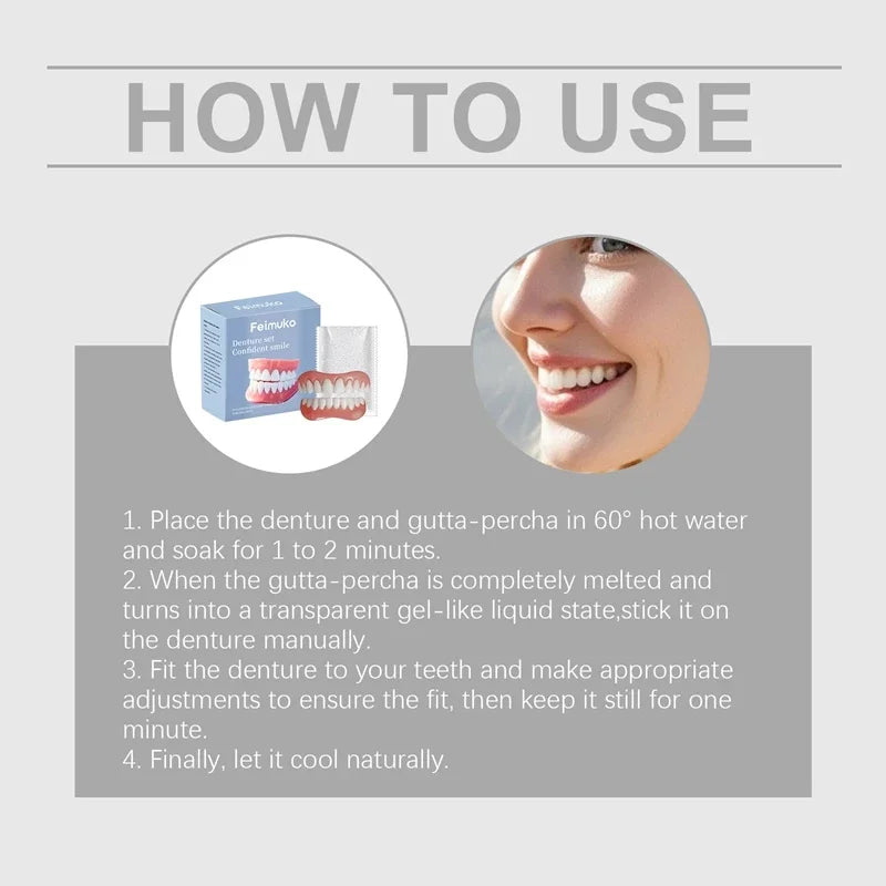 Temporary Silicone Dentures for Missing or Broken Teeth Comfort Fit