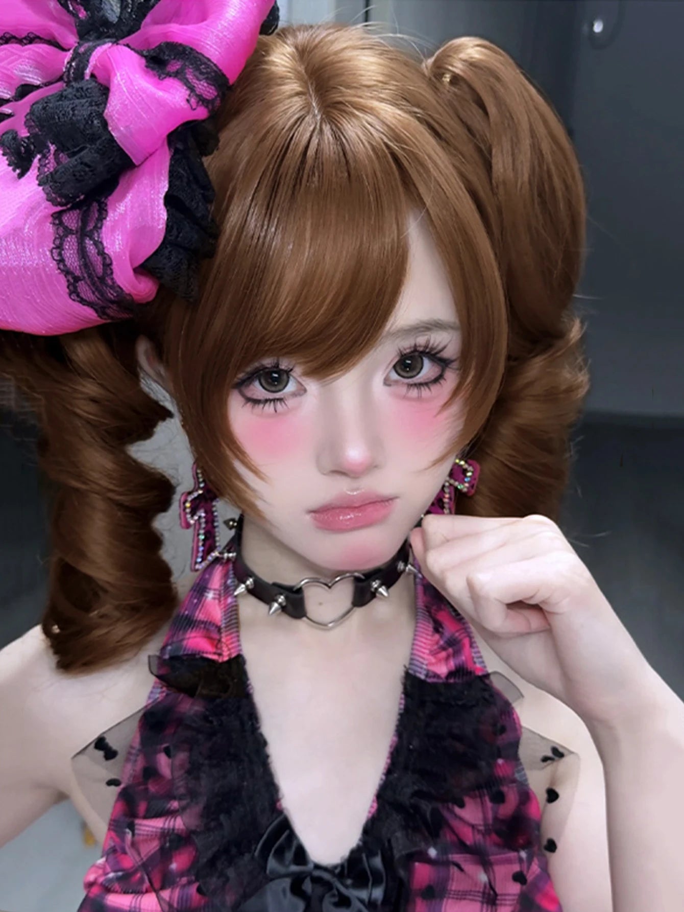 Wavy Brown Cosplay Wig with Curly Pigtails for Costume Parties - 7