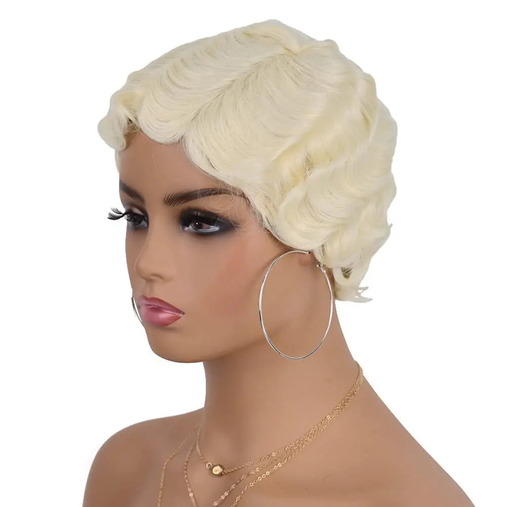 Short Curly Finger Wave Wig for Women 1920s Cosplay and Daily Use - 4