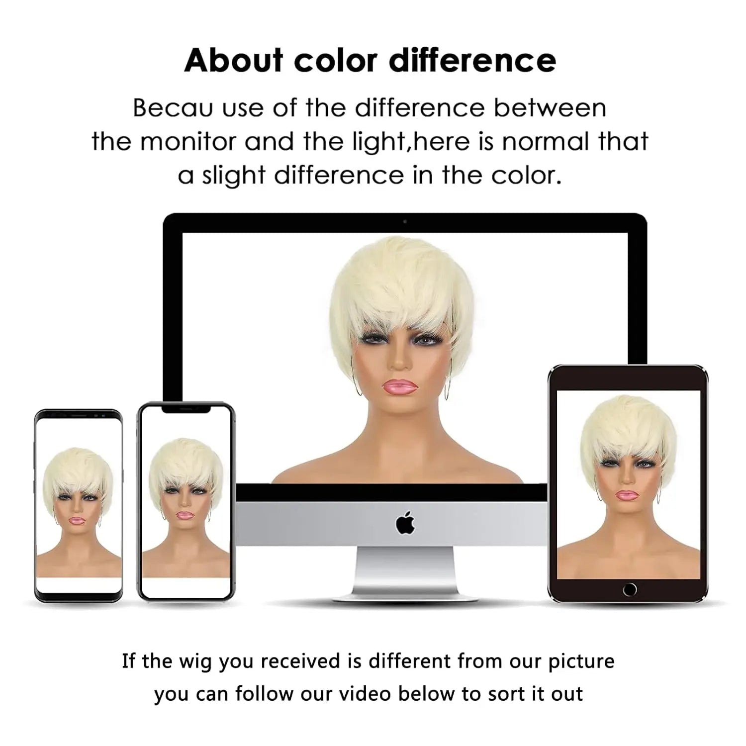 Short Blonde Pixie Cut Wig with Bangs for Daily Wear - 3
