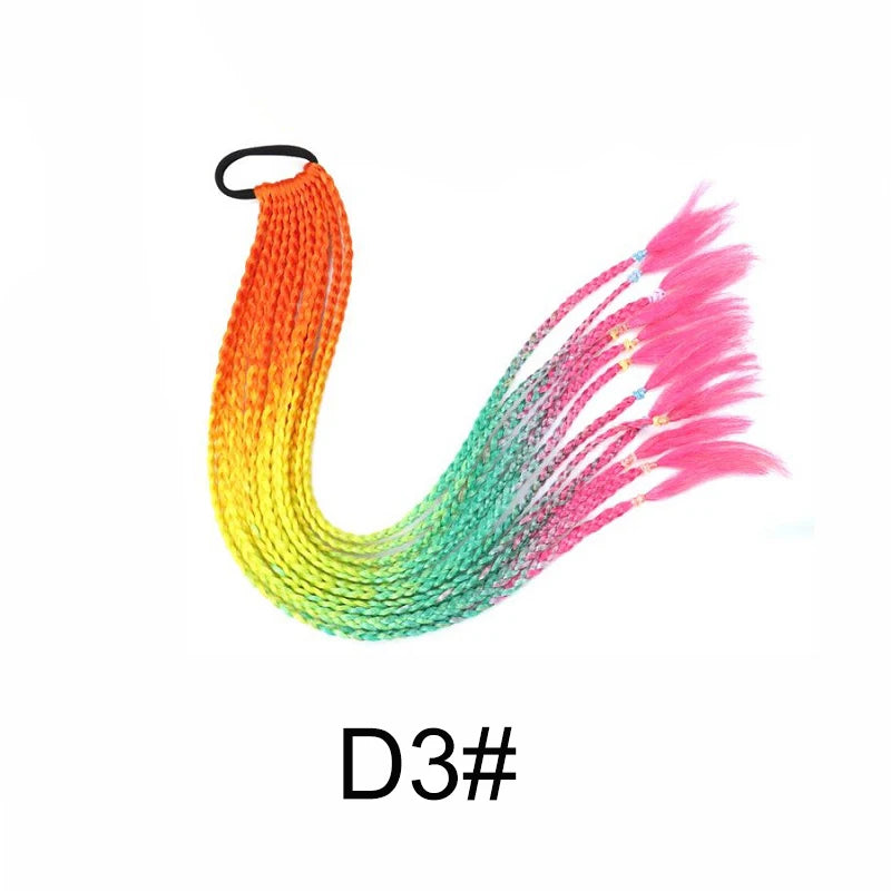 24-Inch Rainbow Braided Ponytail Extension for Vibrant Styles - 8