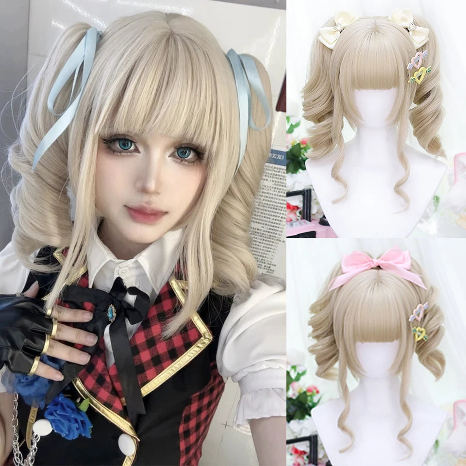 Long Wavy Blonde Cosplay Wig with Bangs - 36