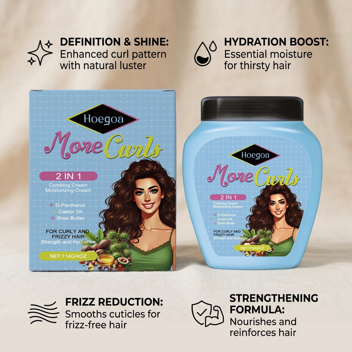 Curl Defining Moisturizing Cream for Frizzy and Curly Hair
