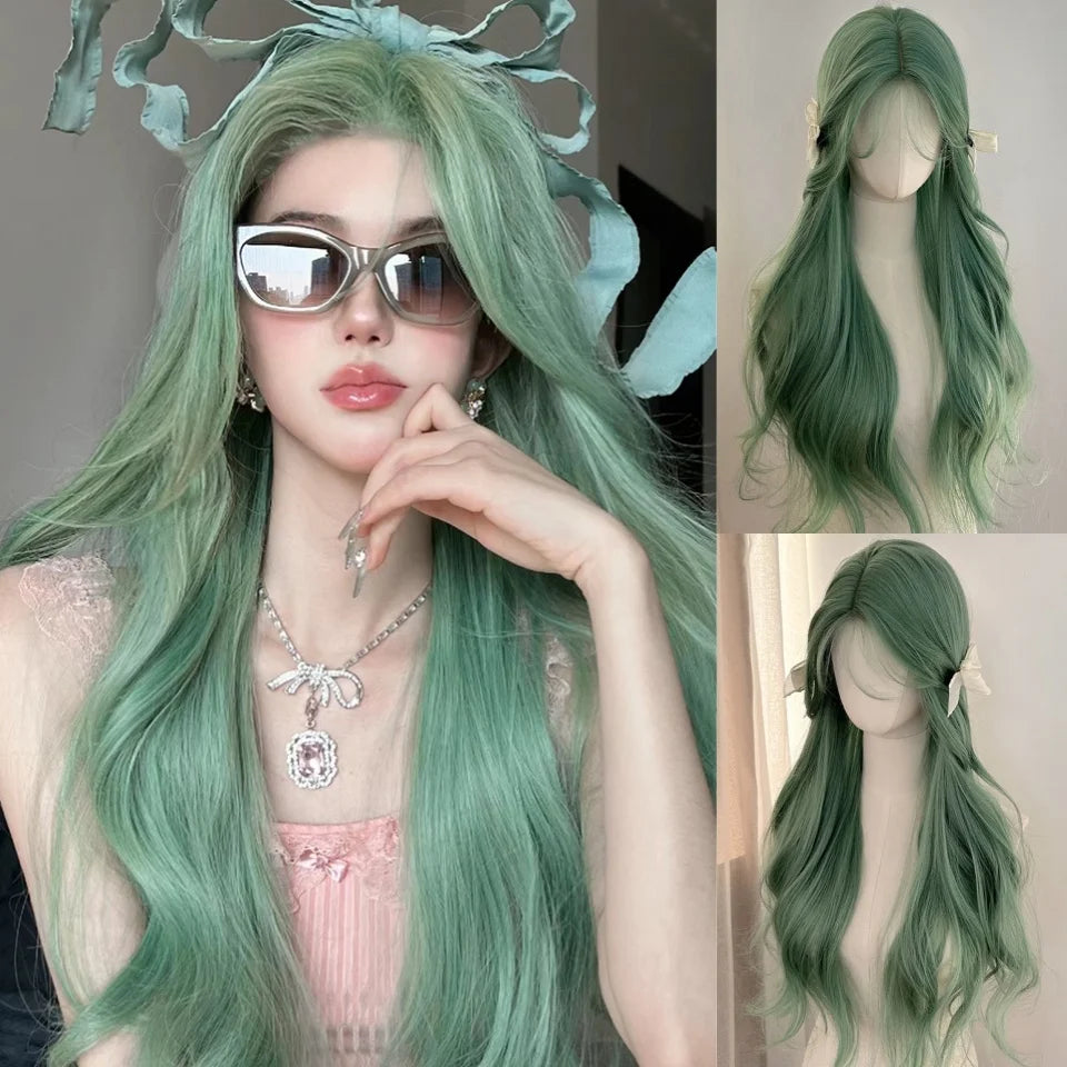 Long Wavy Blonde Cosplay Wig with Bangs