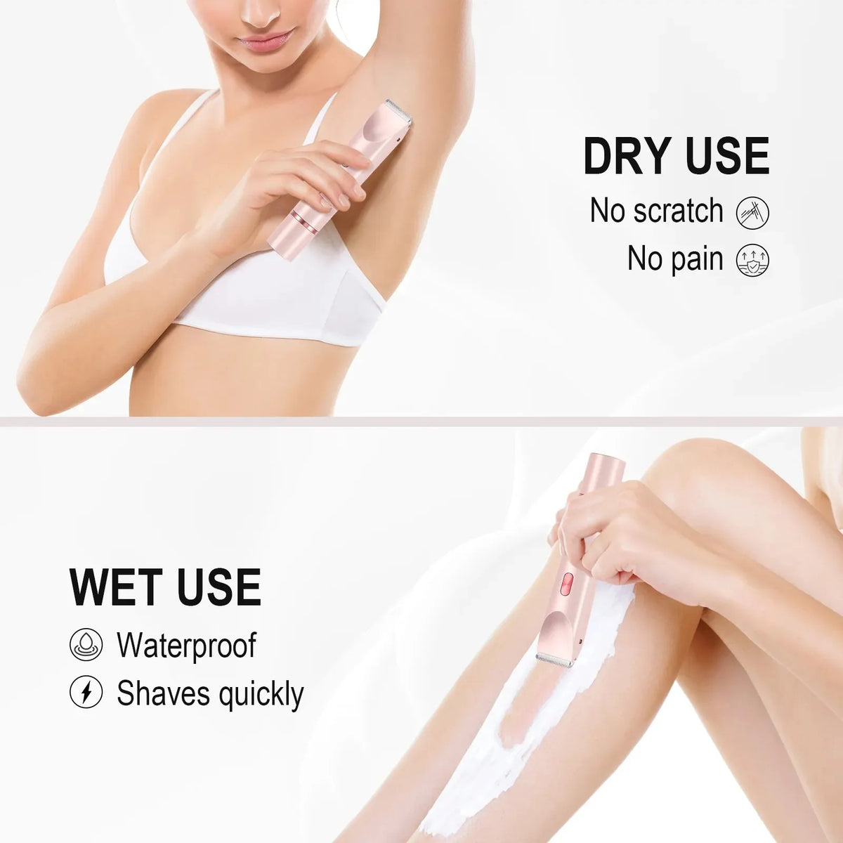 Electric Waterproof Women's Hair Shaver for Face, Bikini, and Body