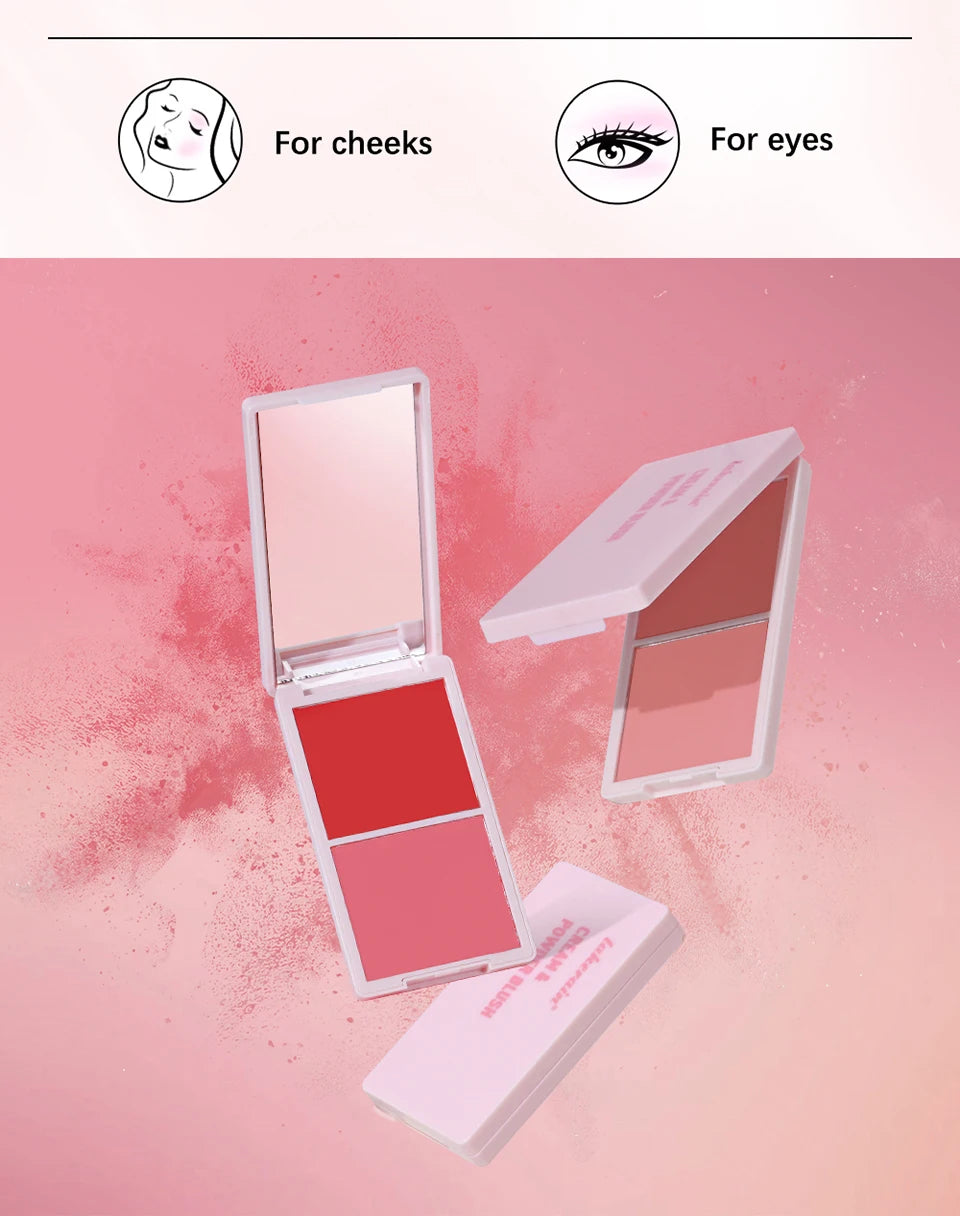 2-in-1 Cream and Powder Blush Palette for Long-Lasting Radiant Makeup - 17
