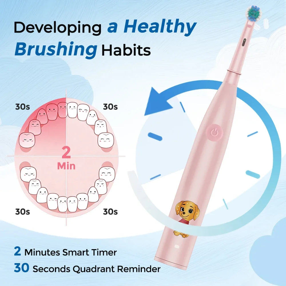 Rechargeable Electric Toothbrush for Kids with Soft Bristles and Timer - 4