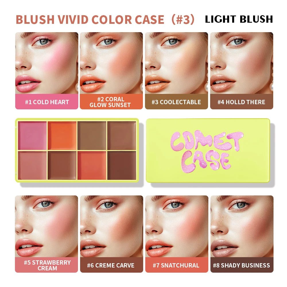 8-Color Cream Blush and Face Contouring Palette for Natural Makeup Looks - 23