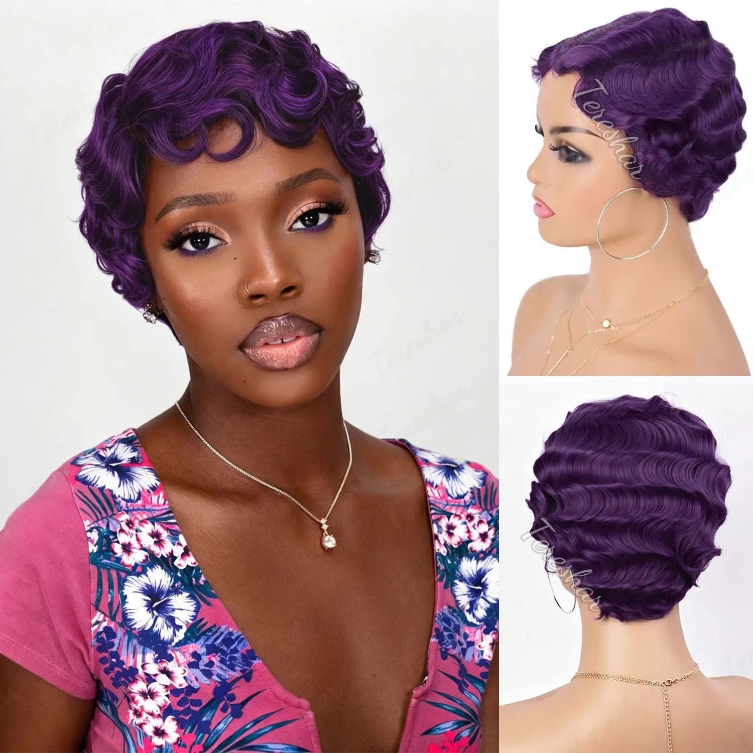 Short Finger Wave Pixie Cut Wig for Women Stylish Daily Cosplay Hair - 19