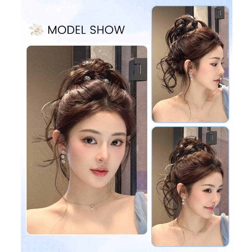 Curly Bow Hair Bun Claw Clip for Instant Volume