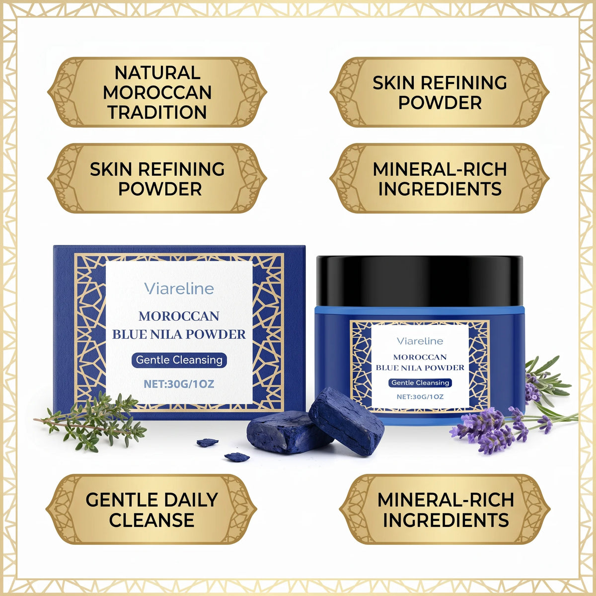 Moroccan Blue Nila Brightening and Exfoliating Facial Cleansing Mask