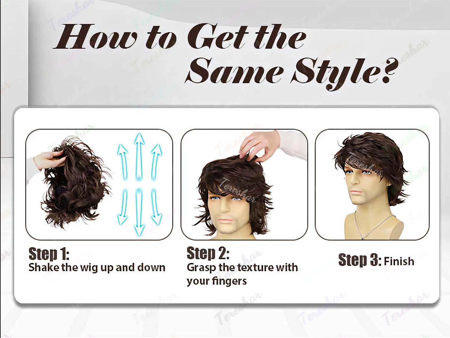 Short Curly Layered Synthetic Wig for Men Cosplay and Daily Style - 9