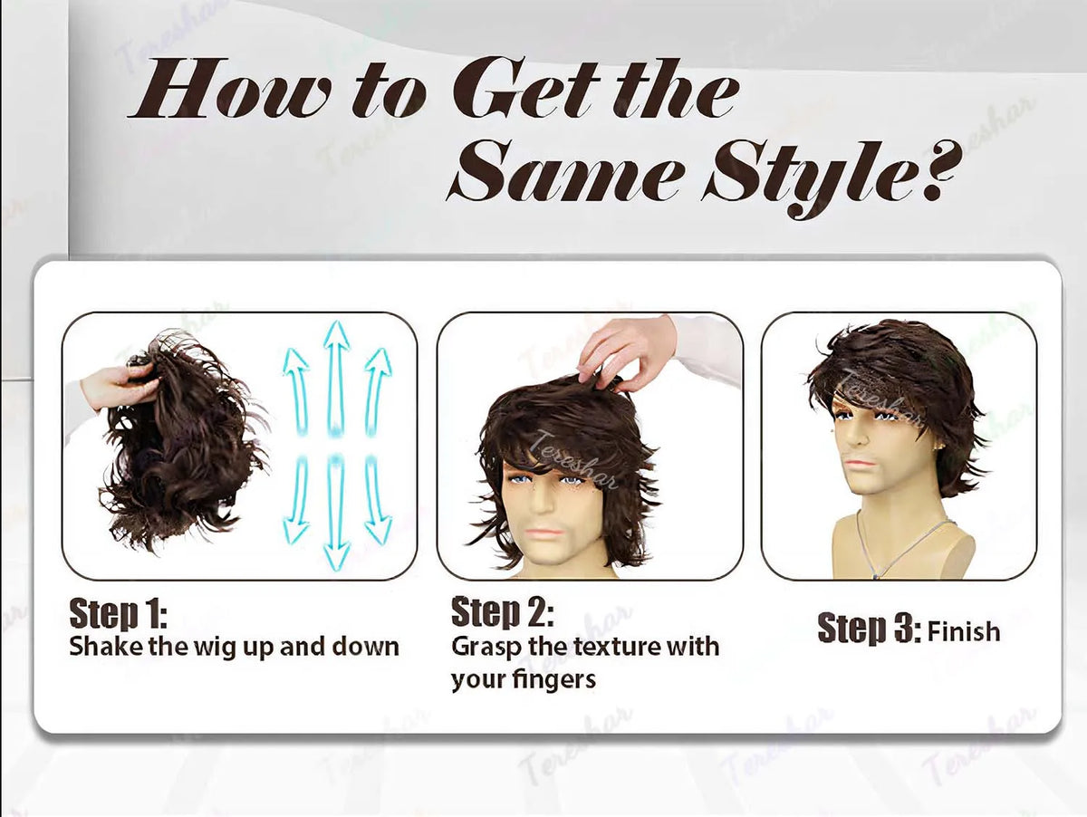 Short Curly Layered Synthetic Wig for Men Cosplay and Daily Style