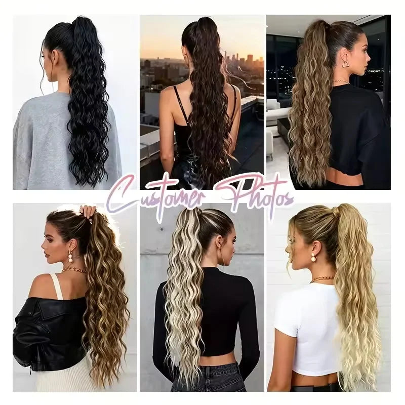 Long Wavy Curly Ponytail Hair Extension for Daily Voluminous Styles
