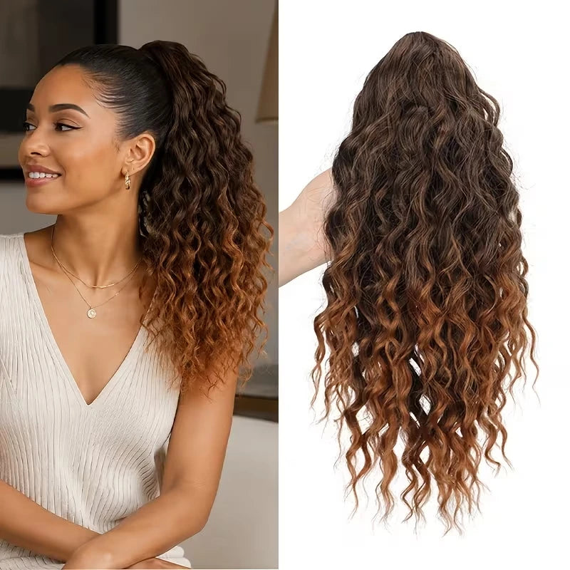 14-Inch Curly Ponytail Hair Extension Claw Clip - 15