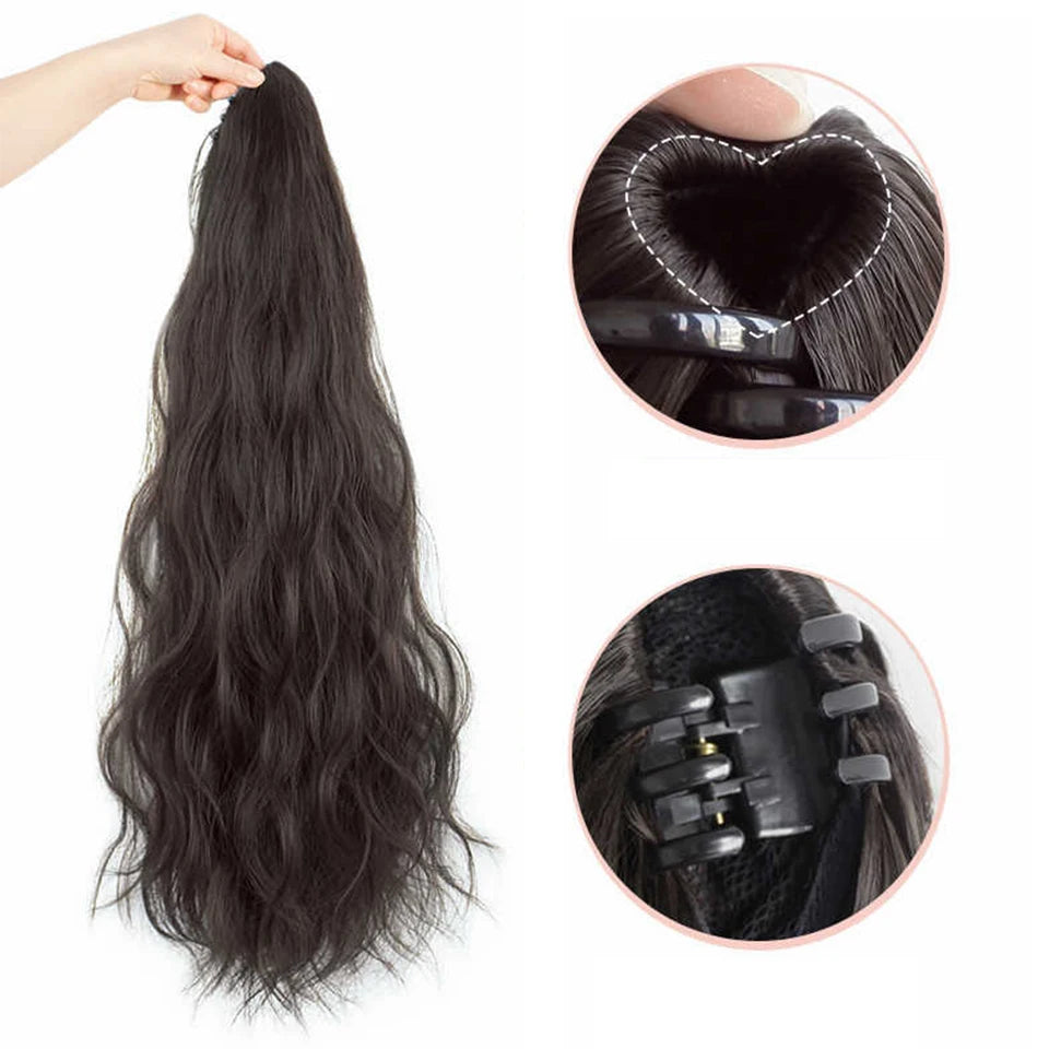 Long Wavy Claw Clip Ponytail Extension