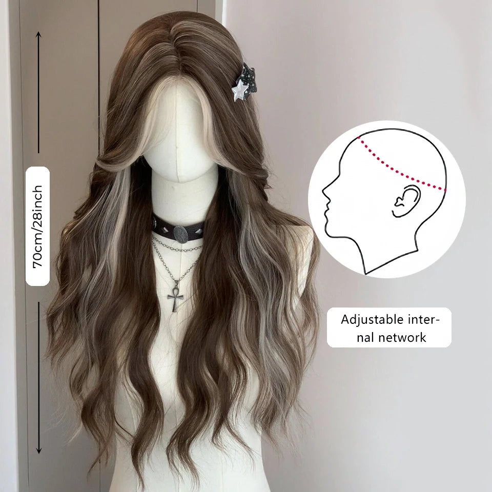 Long Wavy Ombre Lolita Cosplay Wig with Bangs