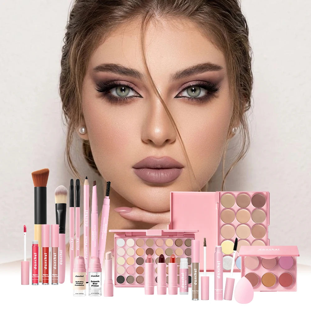 All-in-One Full Face Makeup Kit with Cosmetic Palette and Brush Set - 2